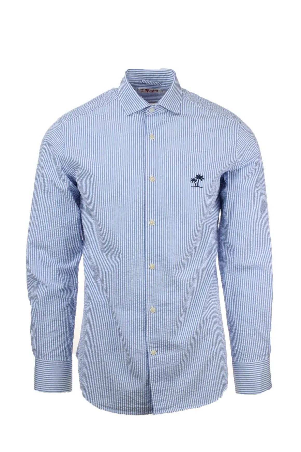 Camicia a righe in cotone seersucker