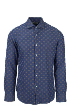 Camicia manica lunga cotone fantasia washed