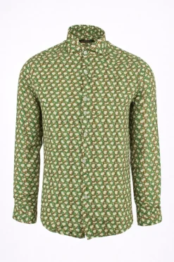 Camicia uomo fantasia geometrica slim fit in viscosa