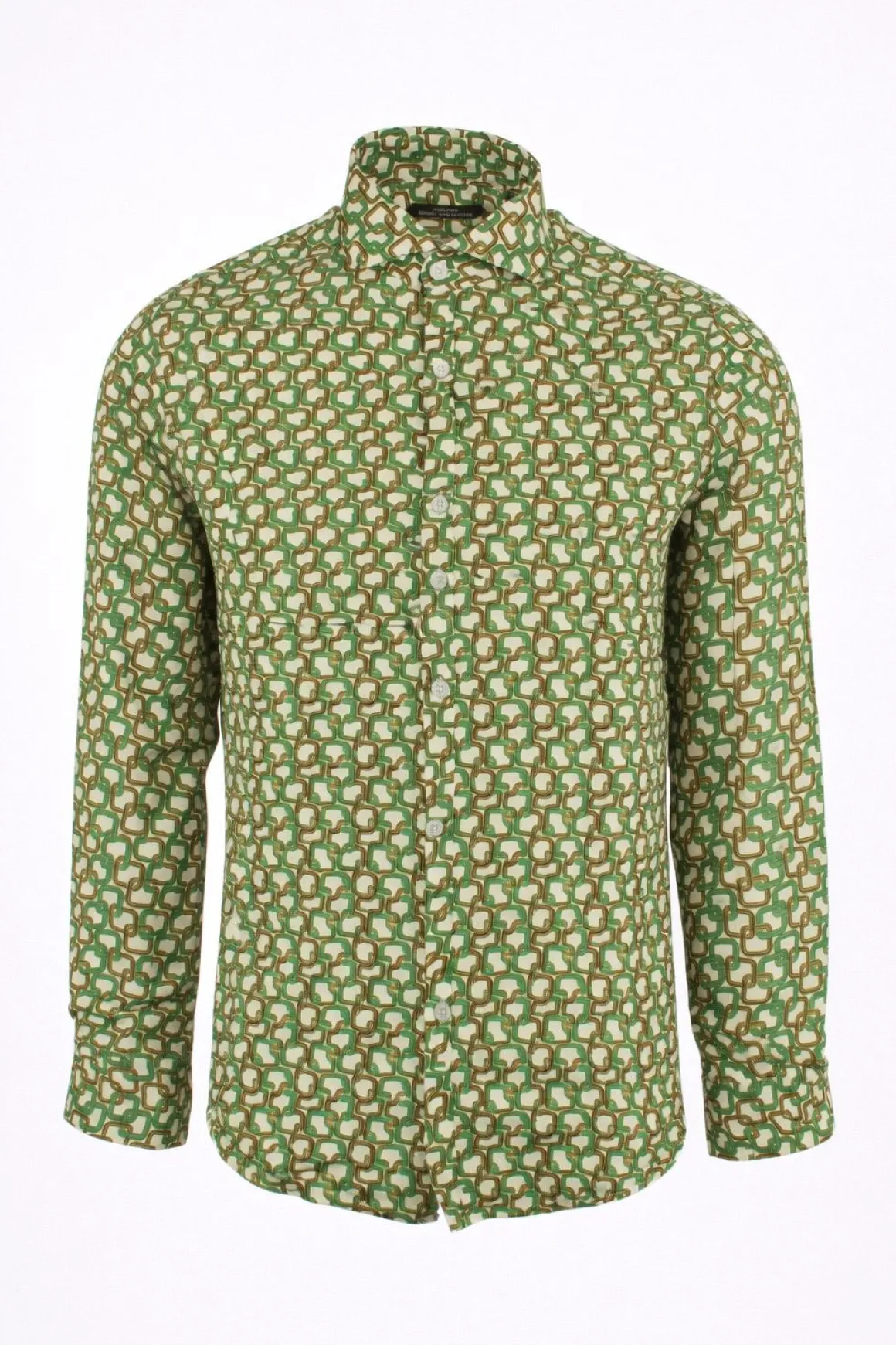 Camicia uomo fantasia geometrica slim fit in viscosa