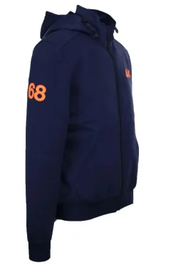 felpa cardigan zip con cappuccio dettagli fluo