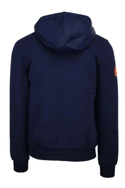 felpa cardigan zip con cappuccio dettagli fluo