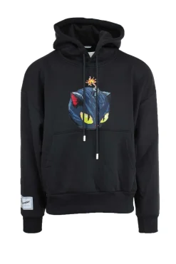 Felpa con cappuccio e stampa gotica