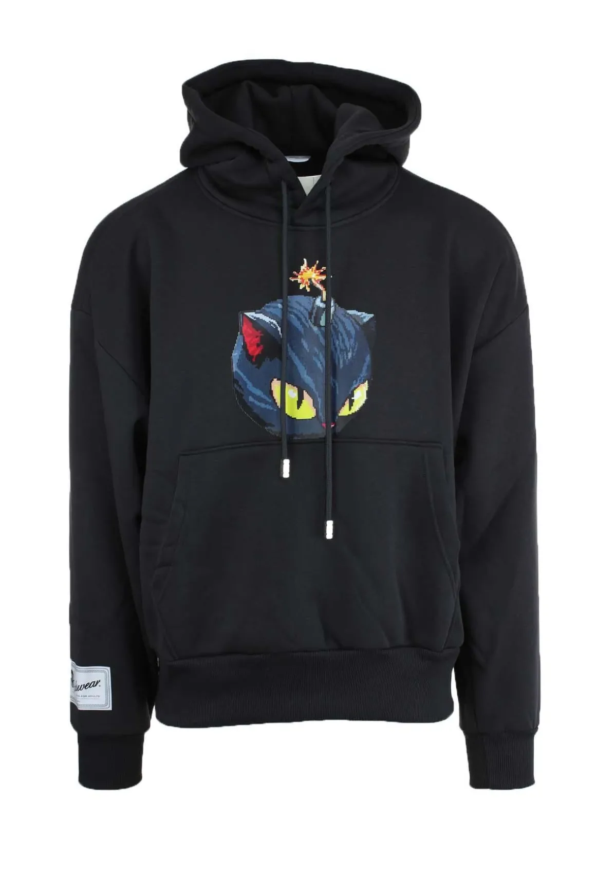 Felpa con cappuccio e stampa gotica