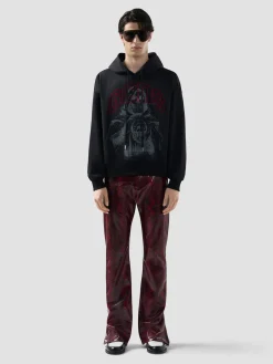 Felpa con cappuccio e stampa gotica