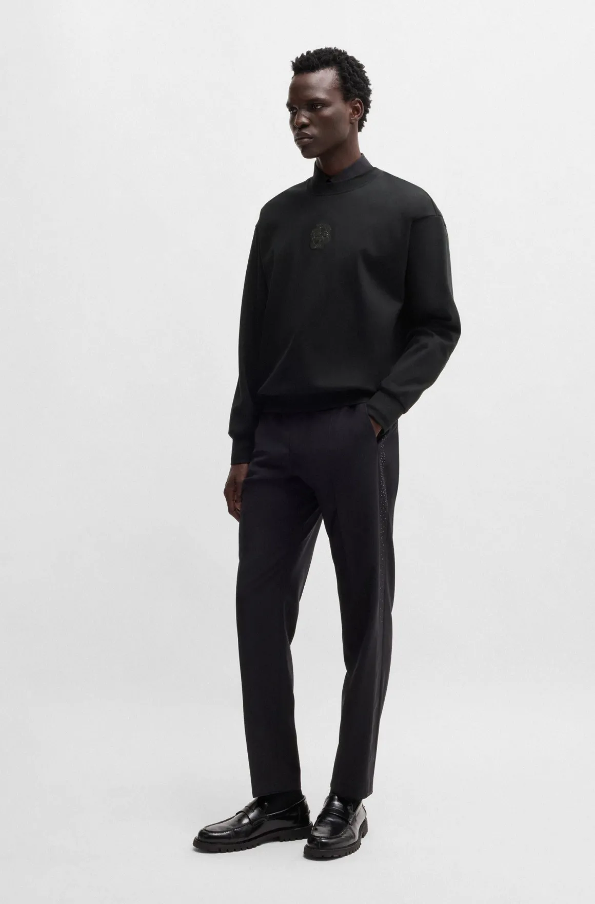 Felpa girocollo con logo glitterato