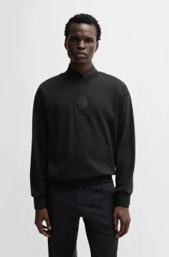 Felpa girocollo con logo glitterato