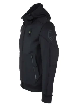 Felpa zip in neoprene con cappuccio