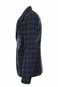 Giacca sfoderata in lana a quadri