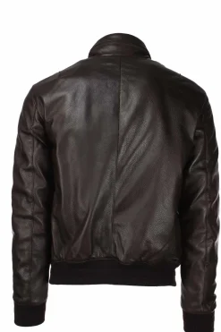 Giubbotto bomber in pelle collo aviatore