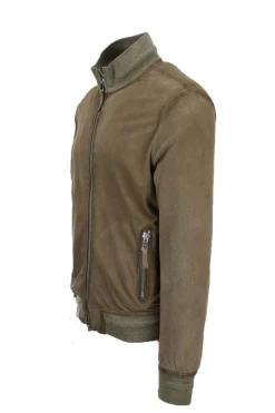 Giubbotto in pelle scamosciata microforata