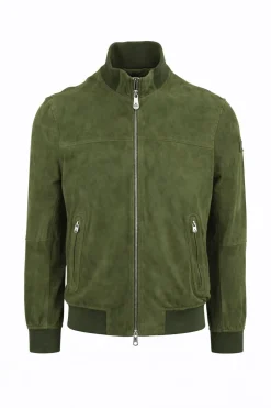 Giubbotto Uomo Sands in Suede Collo Alto Zip Argento