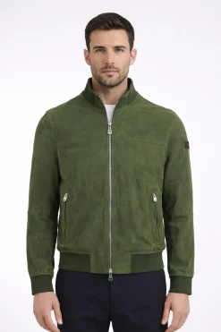 Giubbotto Uomo Sands in Suede Collo Alto Zip Argento