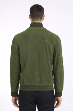 Giubbotto Uomo Sands in Suede Collo Alto Zip Argento