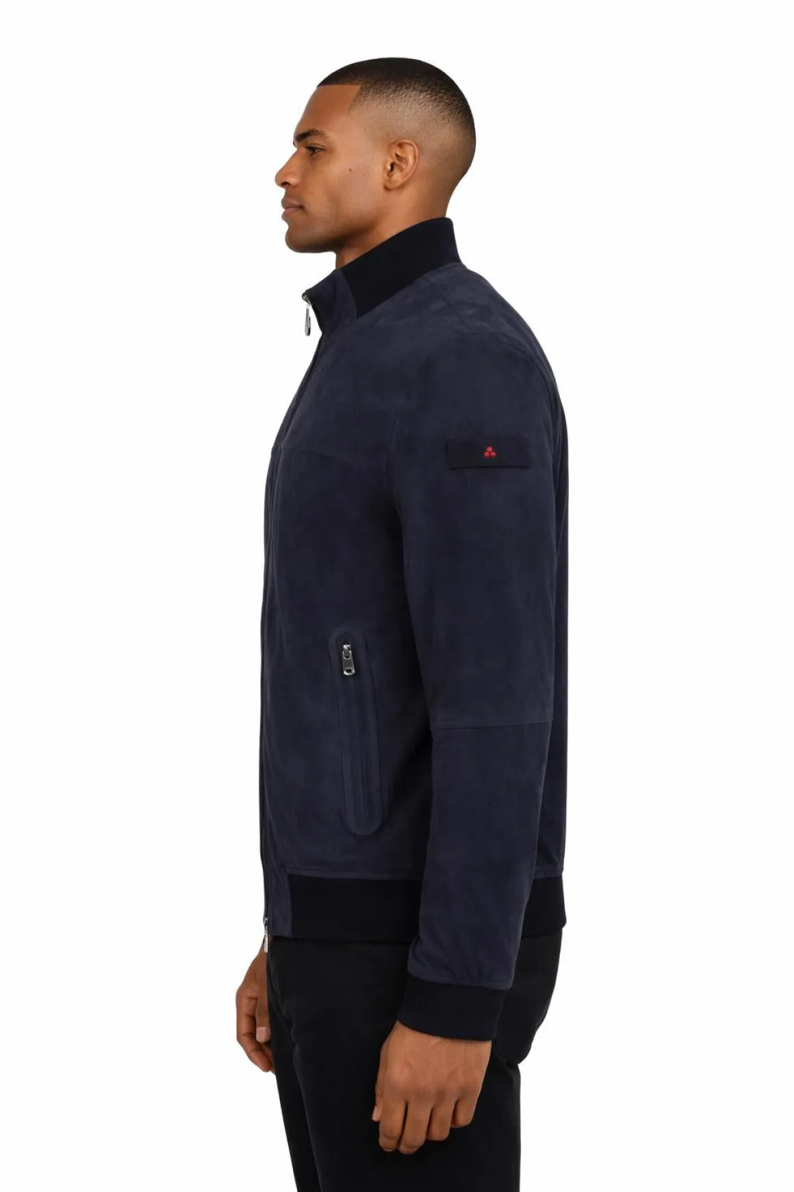 Giubbotto Uomo Sands in Suede Collo Alto Zip Argento