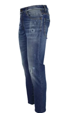 Jeans denim 5 tasche con rotture