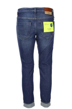 Jeans denim 5 tasche con toppe in tinta