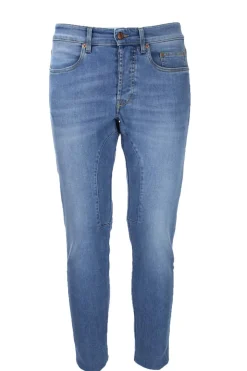 Jeans denim 5 tasche con toppe in tinta