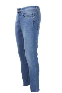 Jeans denim 5 tasche con toppe in tinta