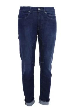 Jeans denim 5 tasche con toppe