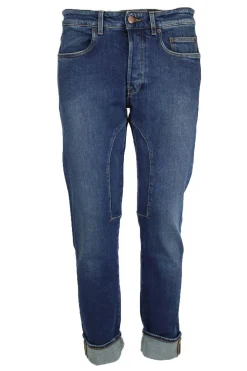 Jeans denim 5 tasche con toppe