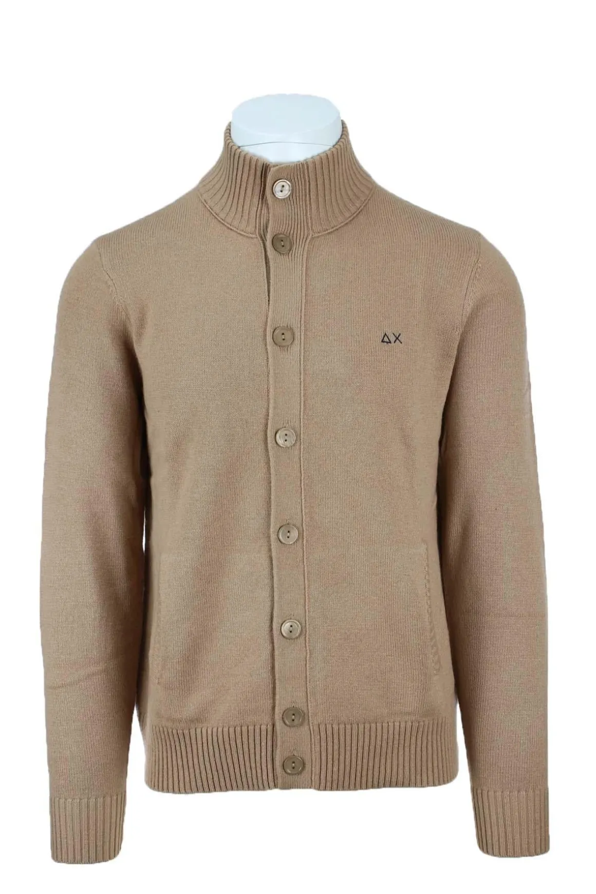 Maglia cardigan collo alto bottoni