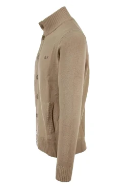 Maglia cardigan collo alto bottoni