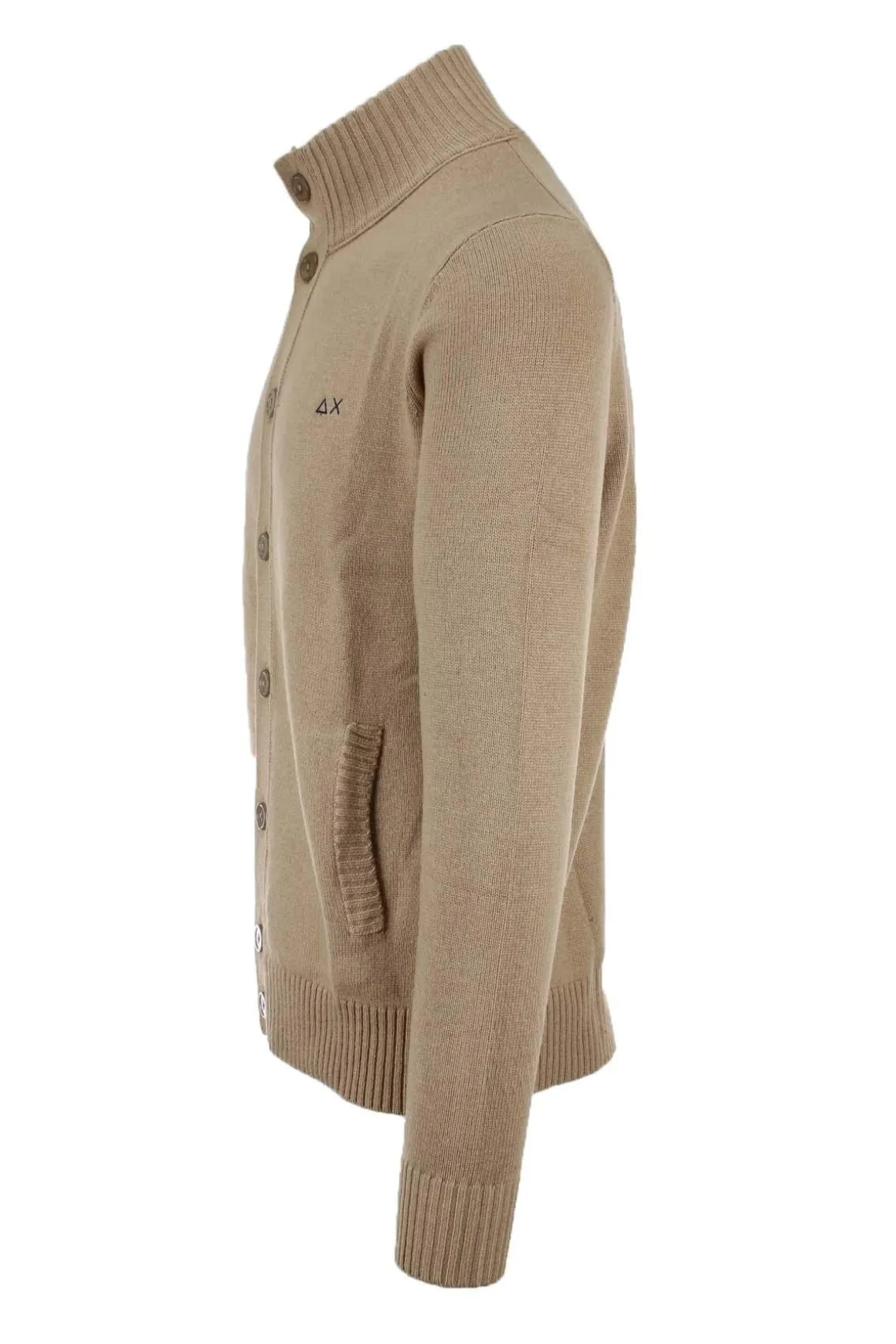 Maglia cardigan collo alto bottoni