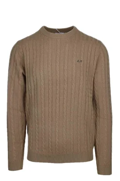 Maglia girocollo in lana a trecce