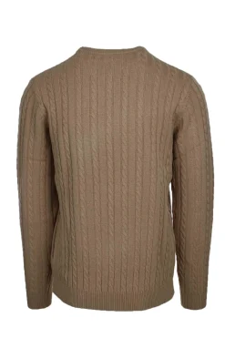 Maglia girocollo in lana a trecce