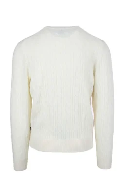 Maglia girocollo in lana trecce