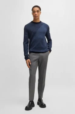 Maglia girocollo in lana jacquard bicolore