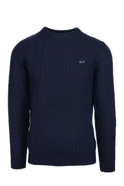 Maglia girocollo in lana a trecce