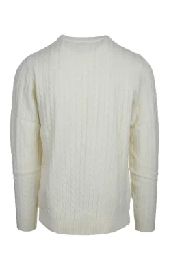 Maglia girocollo in lana a trecce