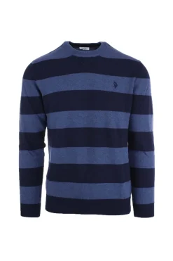 Maglia girocollo in lana con bande orizzontali