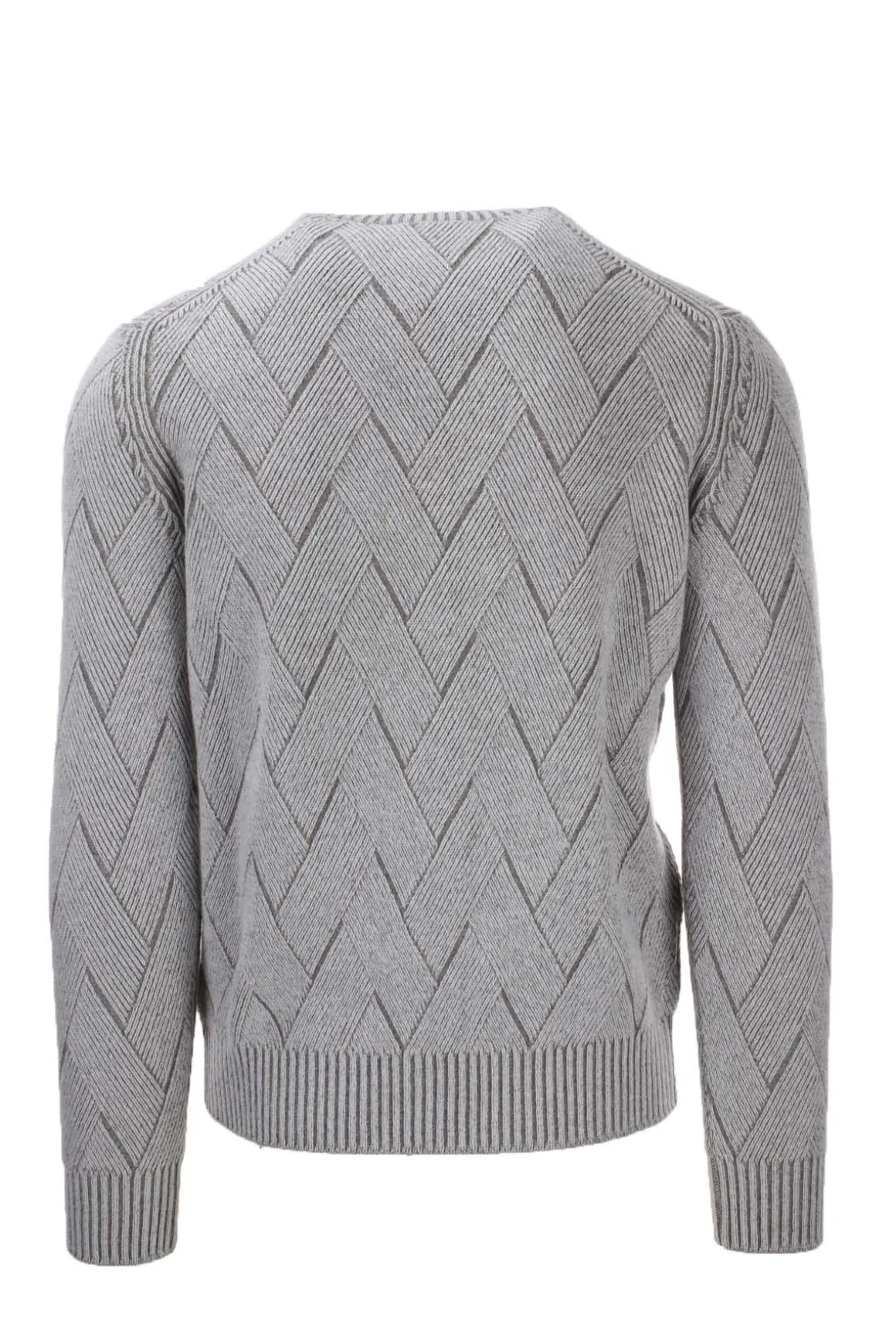 Maglia girocollo motivo intarsi lana cachemire