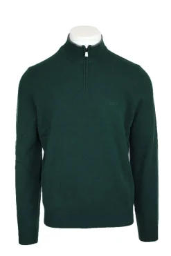 Maglia pullover lupo zip in lana.
