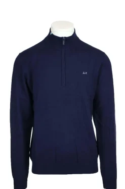 Maglia pullover lupo zip in lana cotone