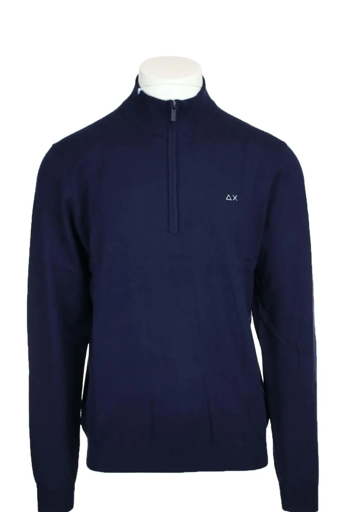 Maglia pullover lupo zip in lana cotone