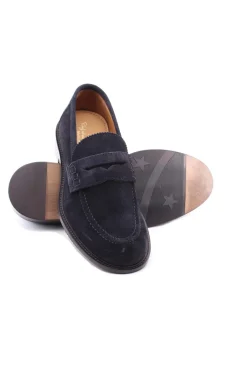 Mocassini in camoscio con fondo cuoio e gomma