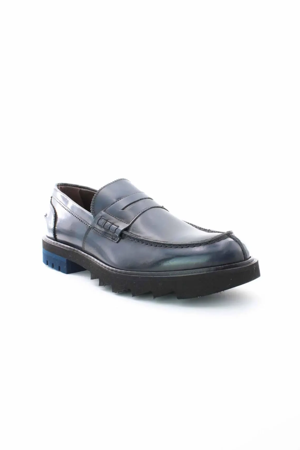 Mocassino in pelle suola in gomma carro armato