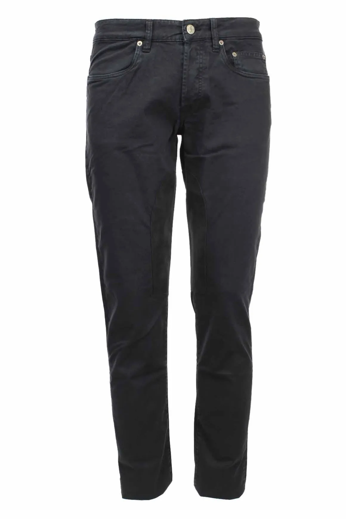 Pantalone 5 tasche con toppe in alcantara