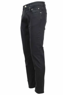 Pantalone 5 tasche con toppe in alcantara