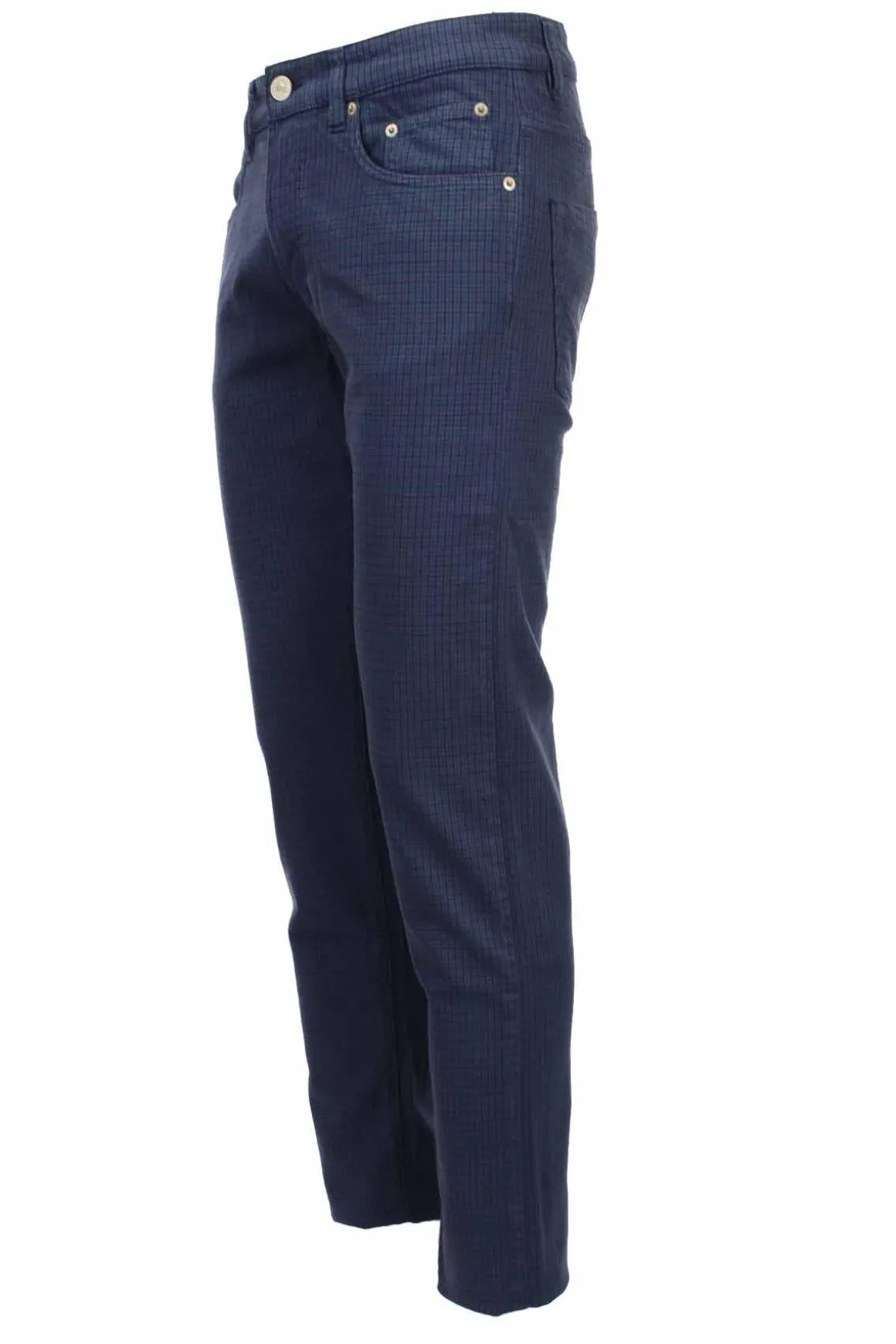 Pantalone 5 tasche cotone stretch microquadro