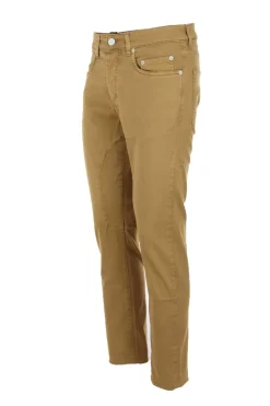 Pantalone 5 tasche in cotone leggero con toppe