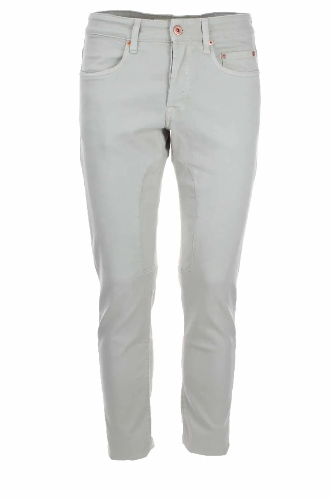 Pantalone 5 tasche in cotone con toppa