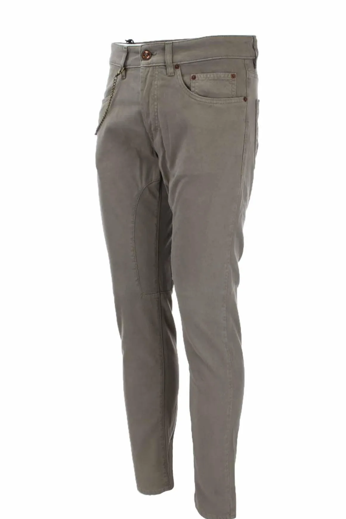 Pantalone 5 tasche in cotone con toppa