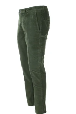 Pantalone in micro velluto diagonale stretch