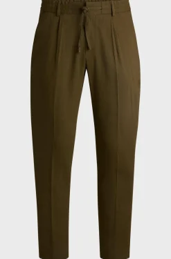 Pantaloni in misto lino con elastico e coulisse