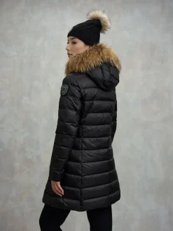Piumino lungo con bordo in pelliccia KRISTIN